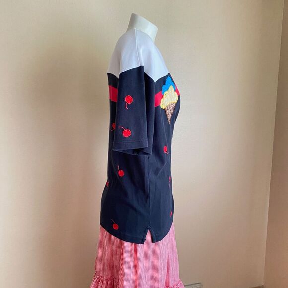 Vintage Bechamel L Blouse with Ice Cream Cones and Cherries Embroidered Beaded - Picture 5 of 10